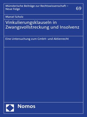 cover image of Vinkulierungsklauseln in Zwangsvollstreckung und Insolvenz